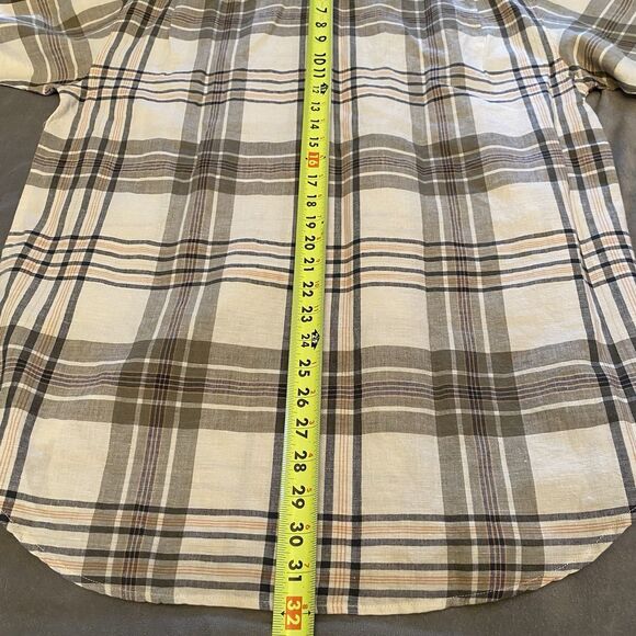 Antigua Men’s Medium Casual Button Up Shirt Plaid Linen Blend NWT Short Sleeve - Picture 9 of 9